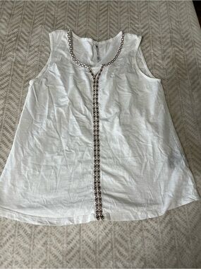 Kuhl medium Sleeveless White Embroidered Trim Tank Top